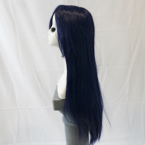 New Goddess length straight navy blue wig cosplay main image 5